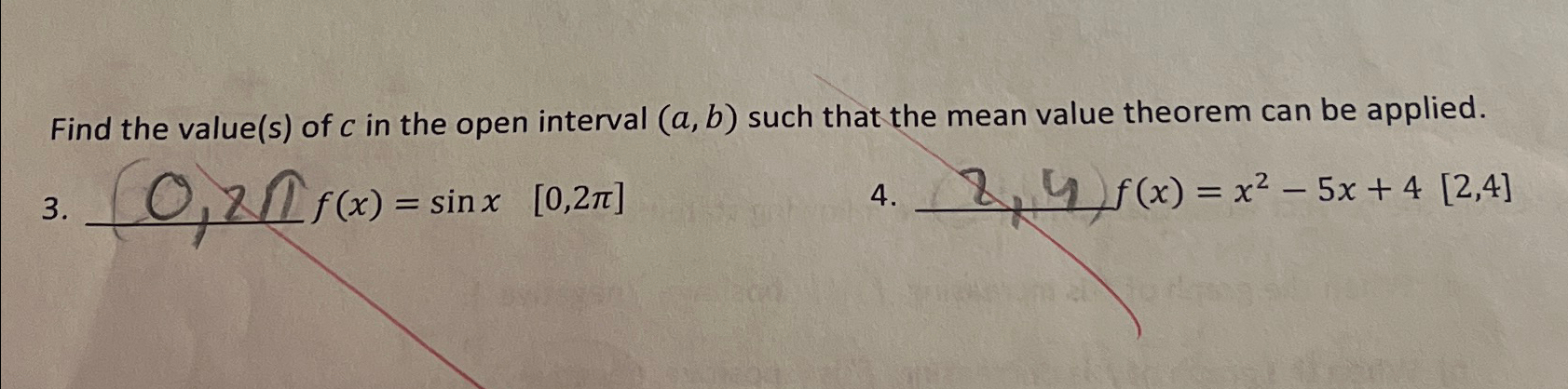 Find the value(s) ﻿of c ﻿in the open interval (a,b) | Chegg.com