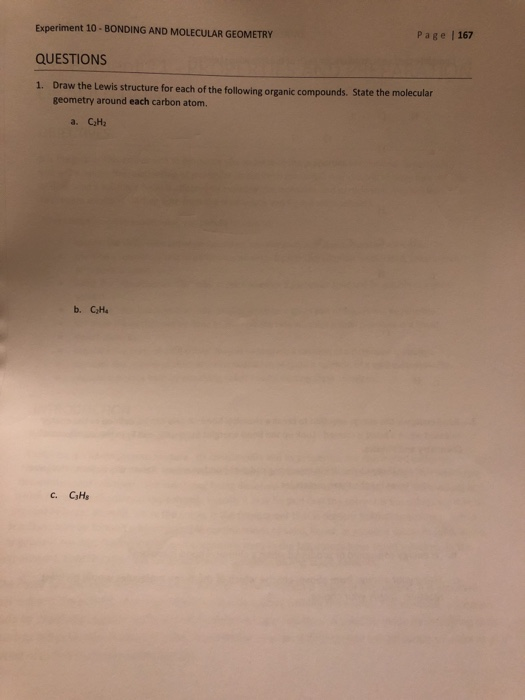 Solved Experiment 10 - BONDING AND MOLECULAR GEOMETRY Page | Chegg.com