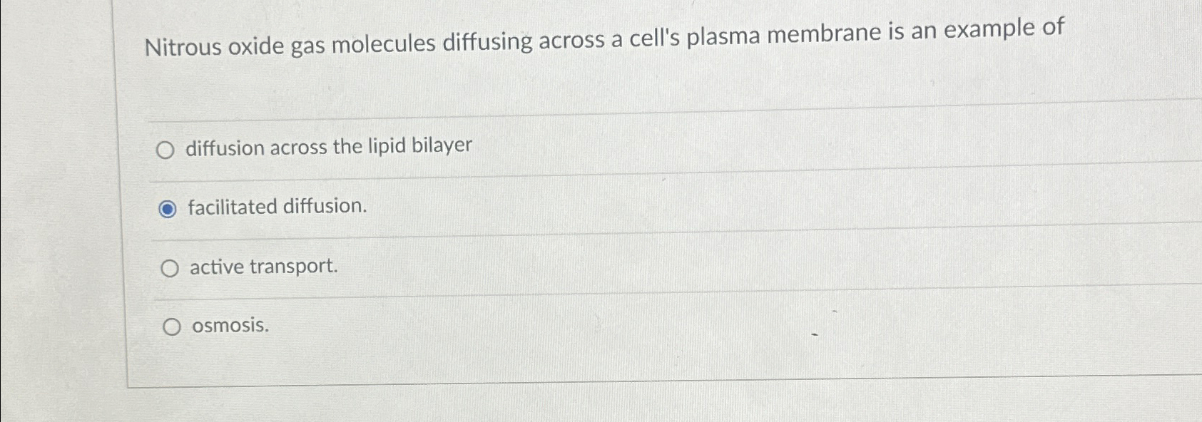 Solved Nitrous oxide gas molecules diffusing across a cell's