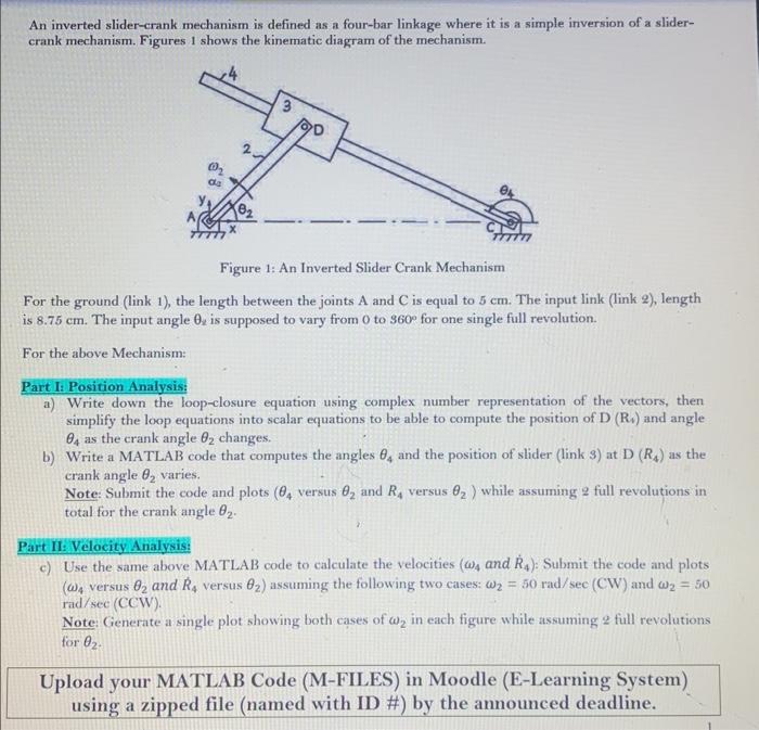 Solved An inverted slider-crank mechanism is defined as a | Chegg.com