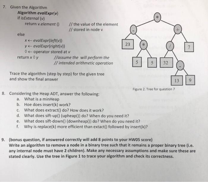 Solved 7. Given the Algorithm Algorithm evalExpr(v) if | Chegg.com