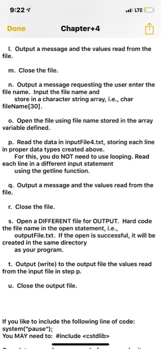 Solved 9:22 .l LTE Chapter+4 Done Create a program that: 1. | Chegg.com