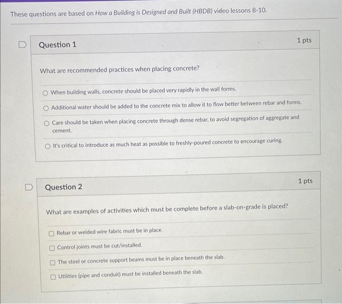 Solved These questions are based on How a Building is | Chegg.com