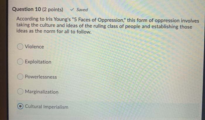 Solved Question 10 (2 points) Saved According to Iris | Chegg.com
