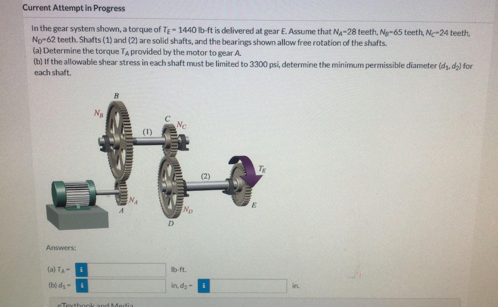 Solved Current Attempt in Progress In the gear system shown, | Chegg.com