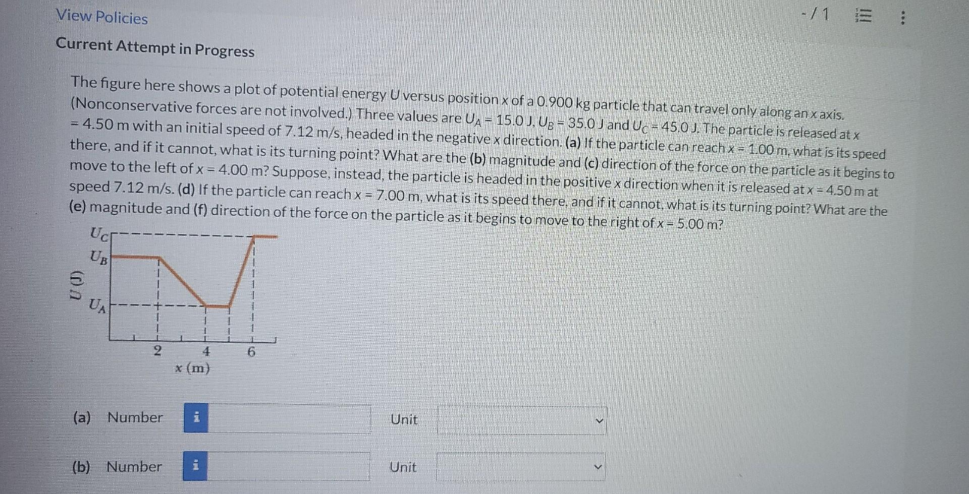 Solved The figure here shows a plot of potential energy U | Chegg.com