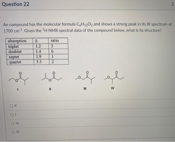 Solved Question 22 3 An compound has the molecular formula | Chegg.com