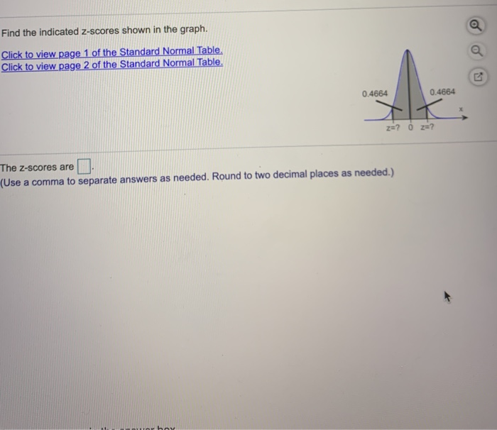 Solved Find the indicated z-scores shown in the graph. Click 