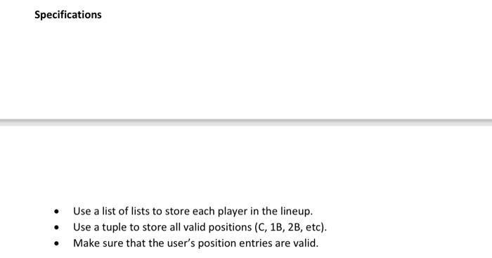 Solved Use a list to store the players Update the program so | Chegg.com