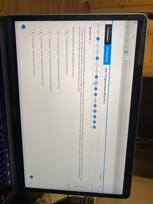 Solved А се College Board AP Classroom Unit 7 Progress