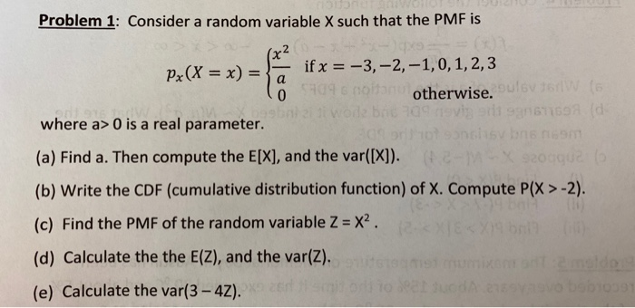 Solved Problem 1: Consider a random variable X such that the | Chegg.com