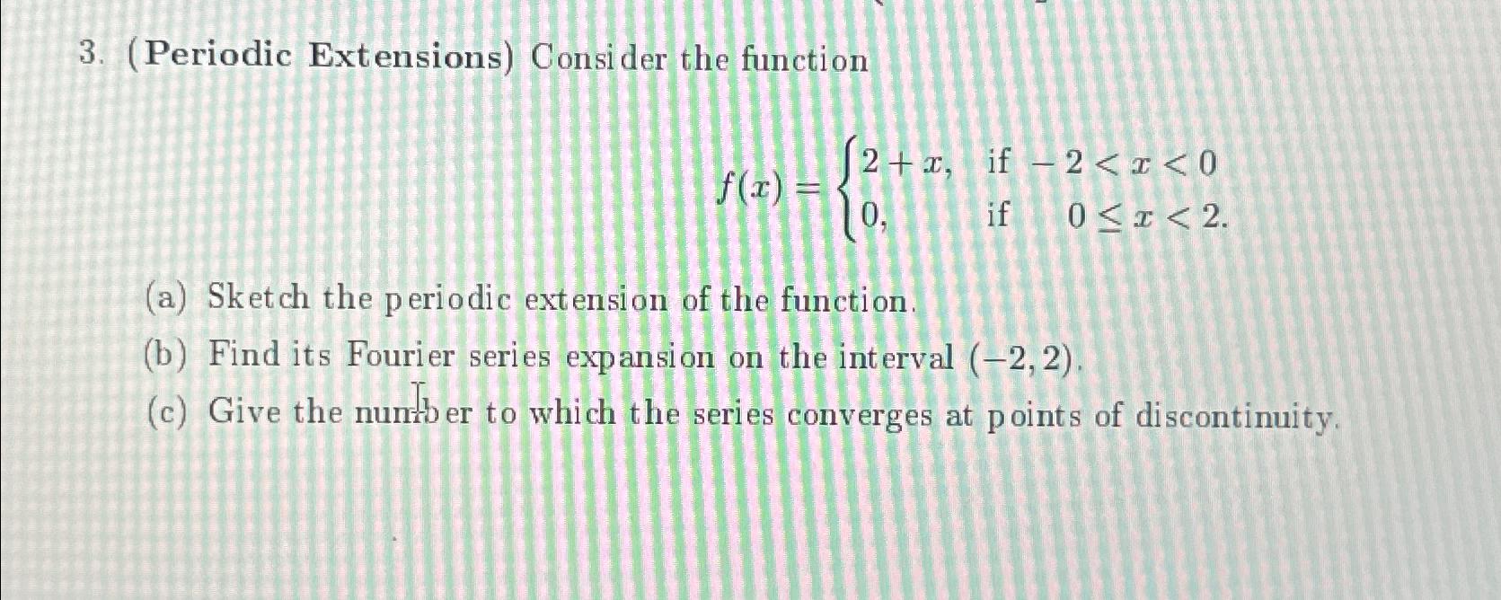 Solved (Periodic Extensions) ﻿Consider the function(2,2)