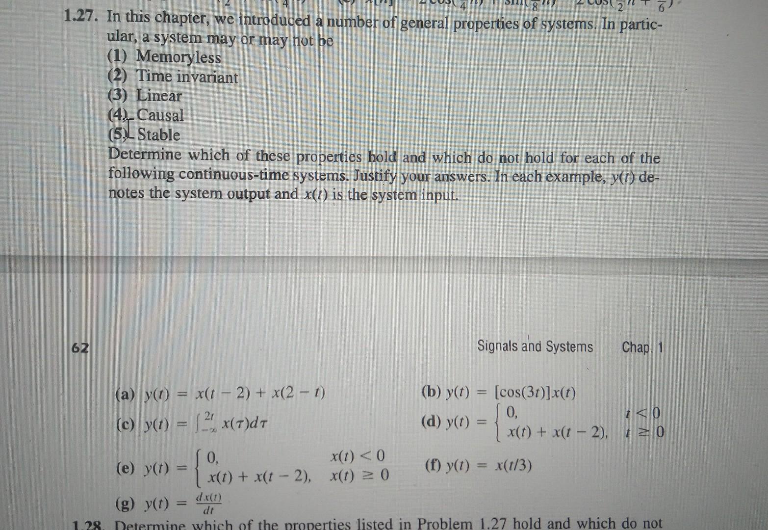 Solved 5. (3%+3%+3%+3%) Problem 1.27 (b), (c), (f), And Also | Chegg.com