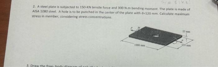 Solved 2. A steel plate is subjected to 150−KN tensile force | Chegg.com