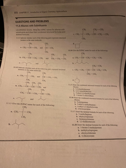 Solved 372 CHAPTER 11 Introduction to Organic Chemistry | Chegg.com