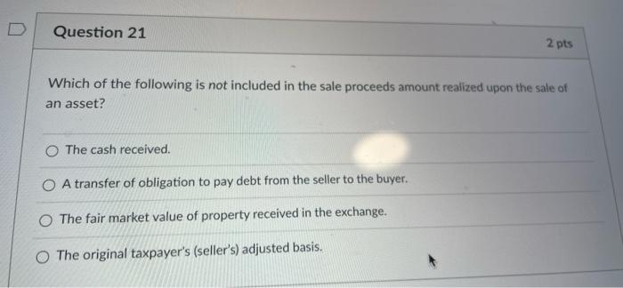 Solved Which of the following is not included in the sale | Chegg.com