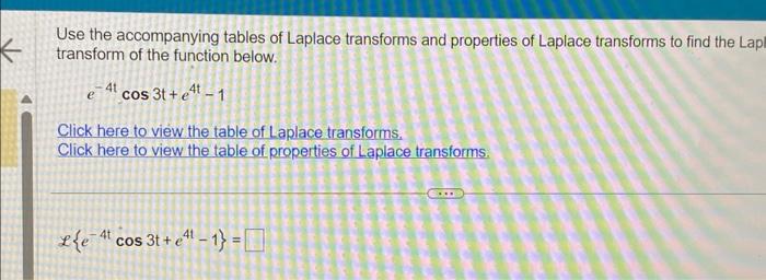 Solved Use The Accompanying Tables Of Laplace Transforms And | Chegg.com