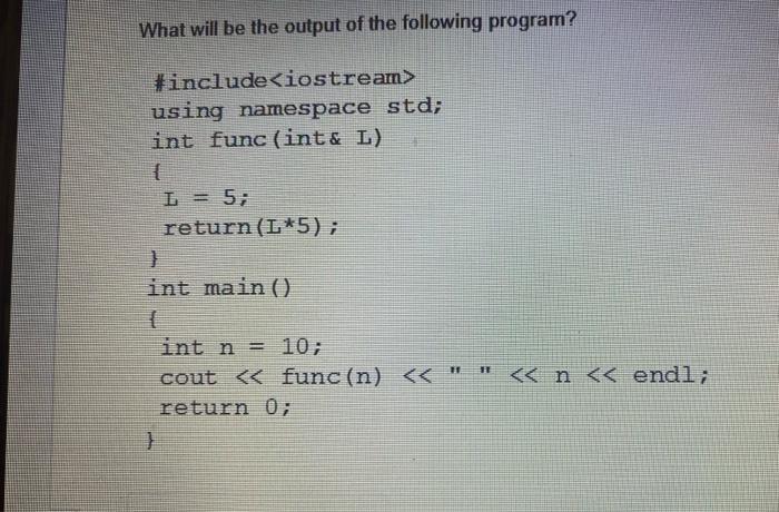 Solved What will be the output of the following program? | Chegg.com