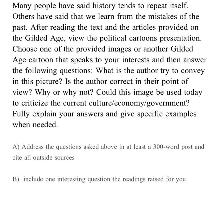 Many people have said history tends to repeat itself.