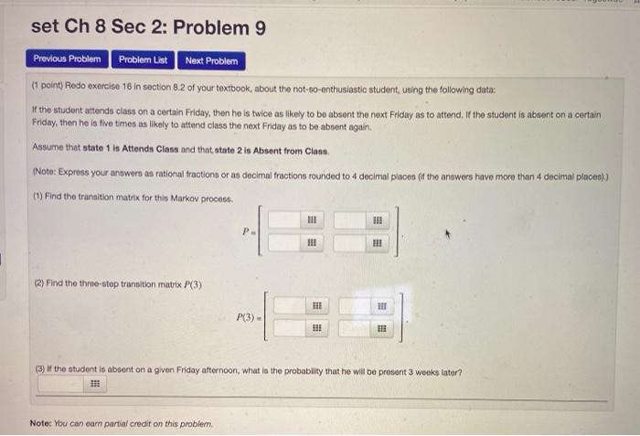 Solved set Ch 8 Sec 2: Problem 9 Previous Problem Problem | Chegg.com