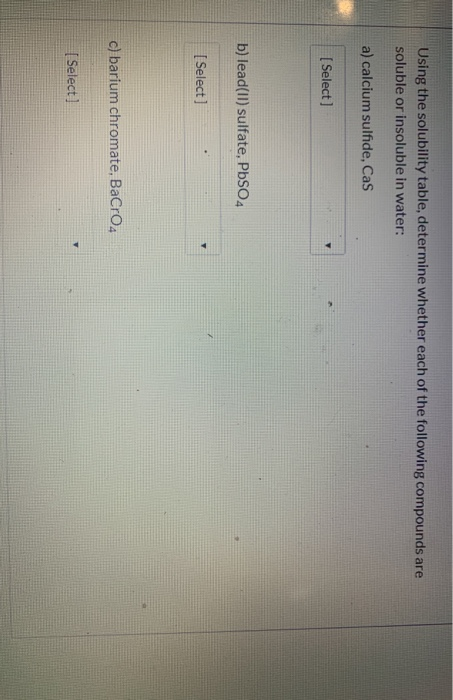 Solved Using the solubility table, determine whether each of | Chegg.com