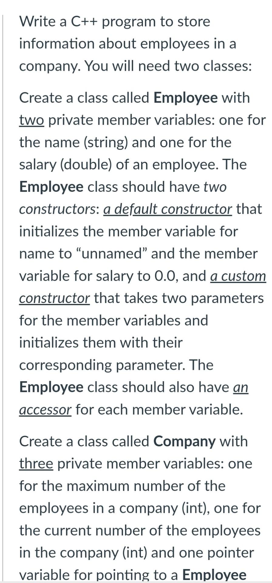 Solved Write a C++ program to store information about | Chegg.com