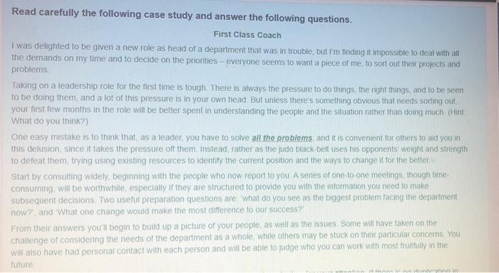 Solved Read carefully the following case study and answer | Chegg.com