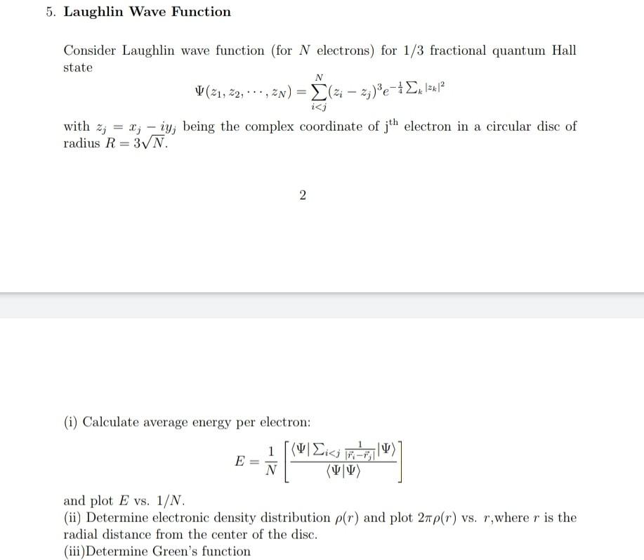 5 Laughlin Wave Function Consider Laughlin Wave Chegg Com