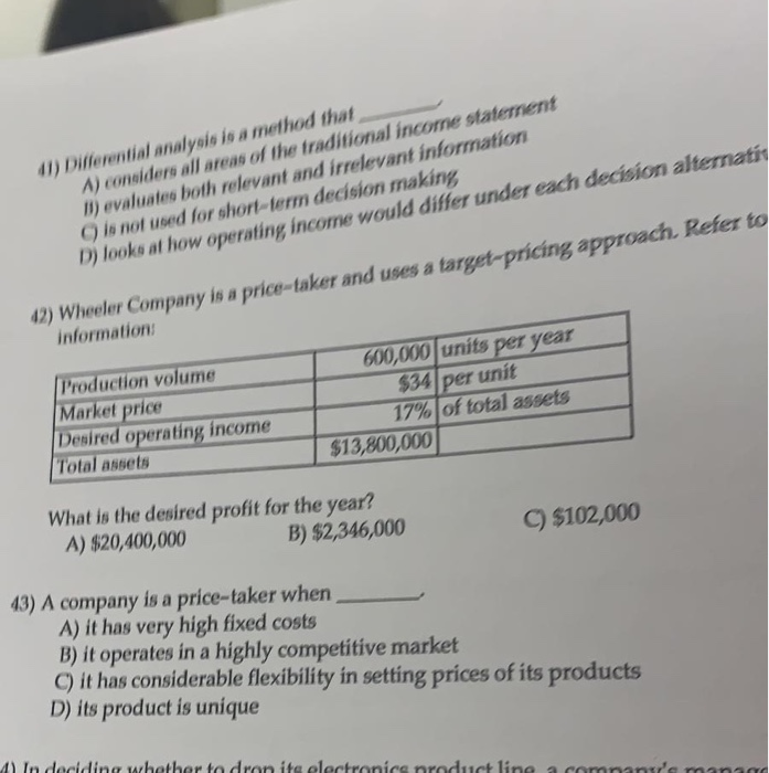Solved 41) Differential analysis is a method that A)