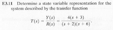 Solved E3.11 Determine a state variable representation for | Chegg.com