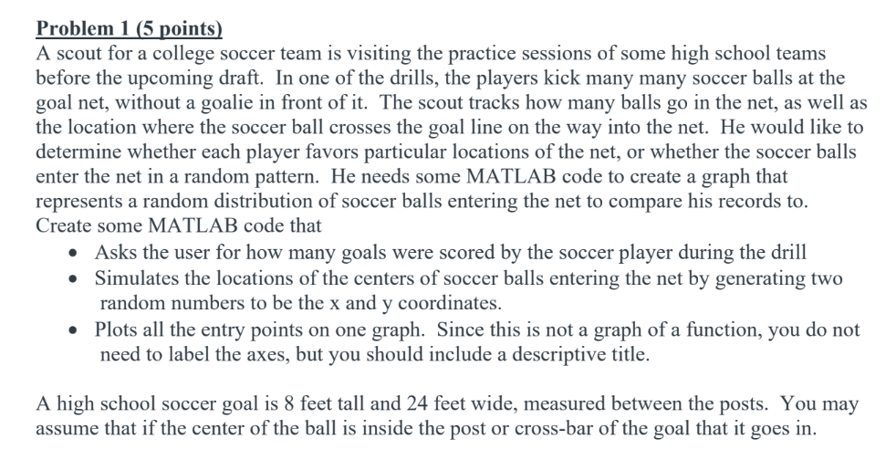 Scout Primary Problem Solved Problem 1 (5 points)A scout for a college soccer | Chegg.com