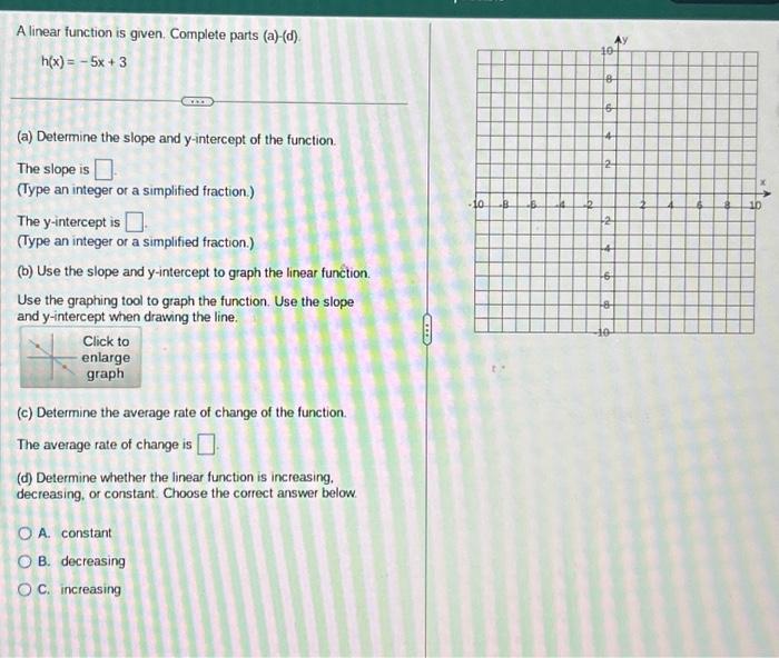 Solved A Linear Function Is Given. Complete Parts (a)-(d). 