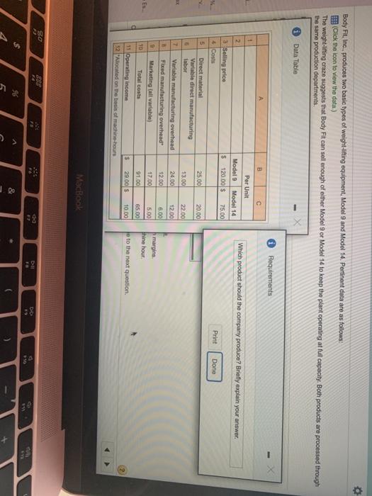 Solved Body Fit Inc Produces Two Basic Types Of Chegg
