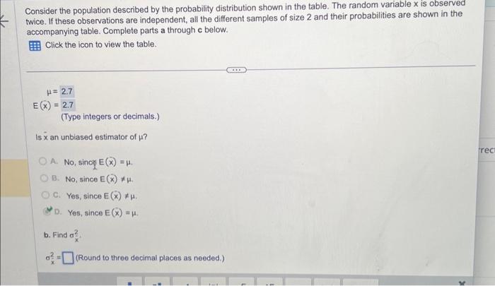 Solved Consider the population described by the probability | Chegg.com