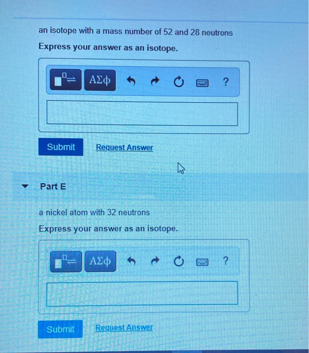 Solved an isotope with a mass number of 52 and 28 neutrons Chegg