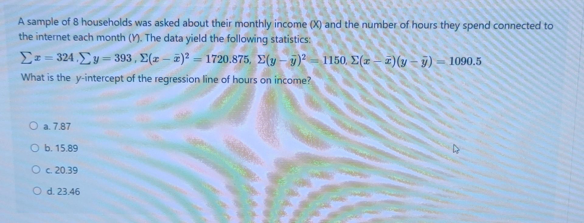 Solved A Sample Of 8 Households Was Asked About Their | Chegg.com