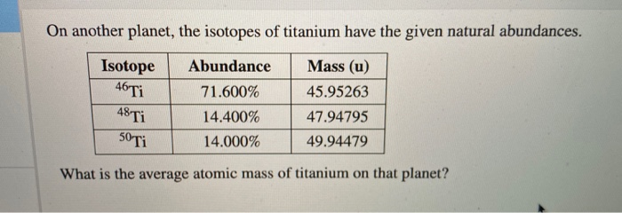 Solved On another planet, the isotopes of titanium have the