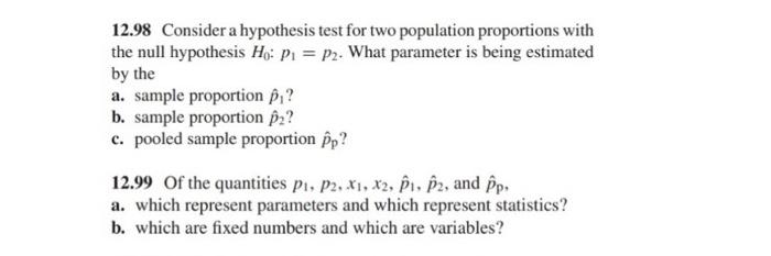 Solved 12.98 Consider a hypothesis test for two population | Chegg.com