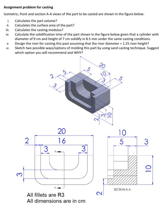Solved Assignment problem for casting Isometric, front and | Chegg.com
