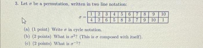 Solved 3. Let a be a permutation, written in two line | Chegg.com