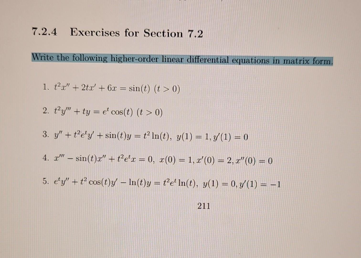 Write The Following Higher-order Linear Differential | Chegg.com