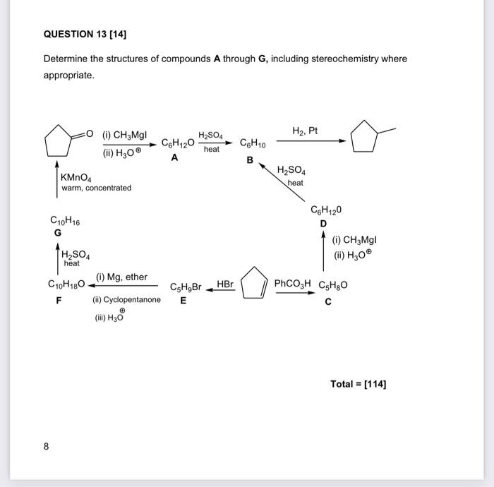 Solved Determine the structures of compounds A through G, | Chegg.com