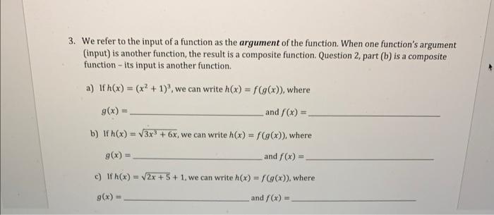 Solved 3. We refer to the input of a function as the | Chegg.com