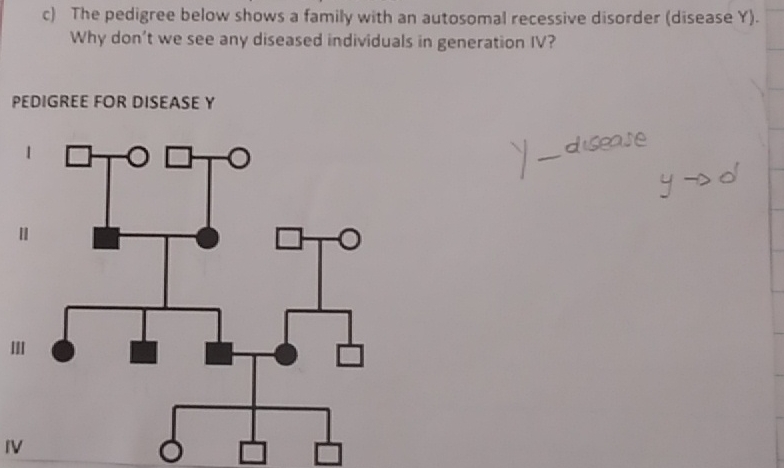 Solved c) ﻿The pedigree below shows a family with an | Chegg.com