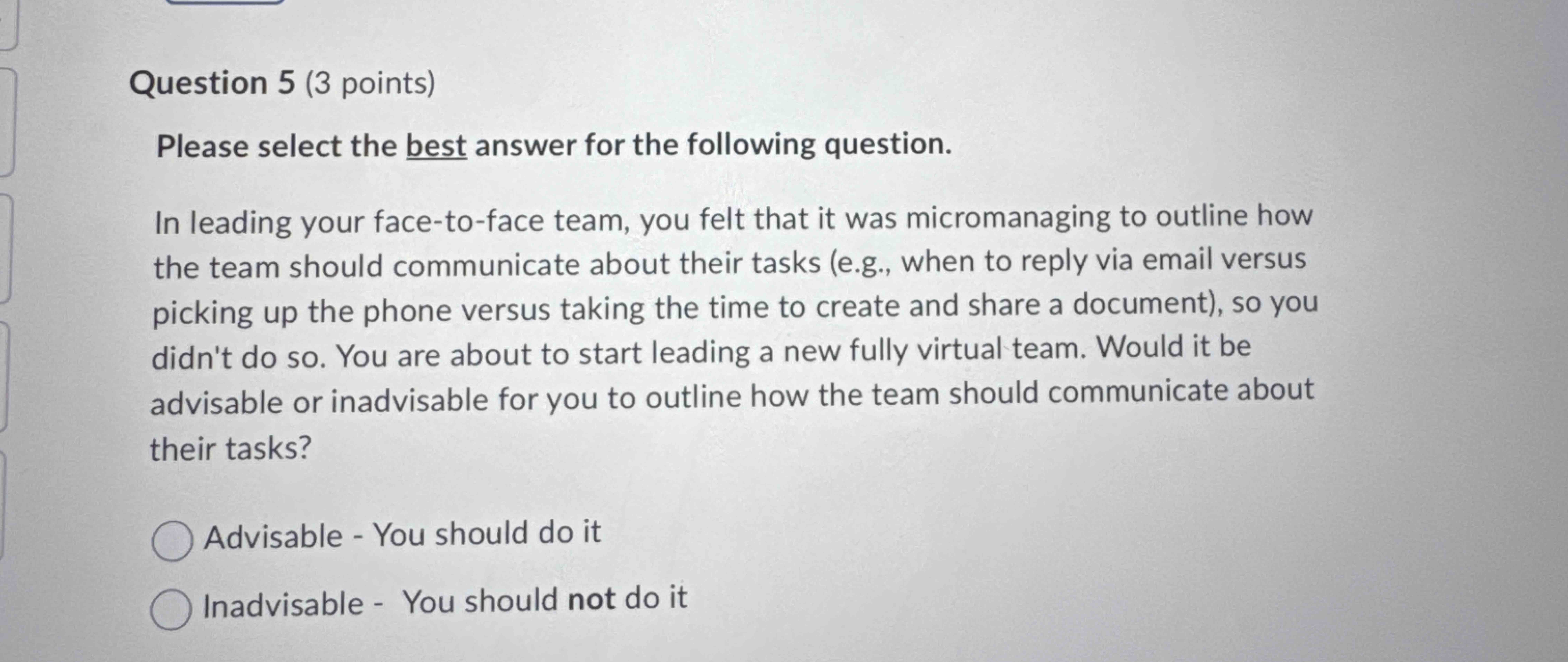 Solved Question 5 (3 ﻿points)Please select the best answer | Chegg.com