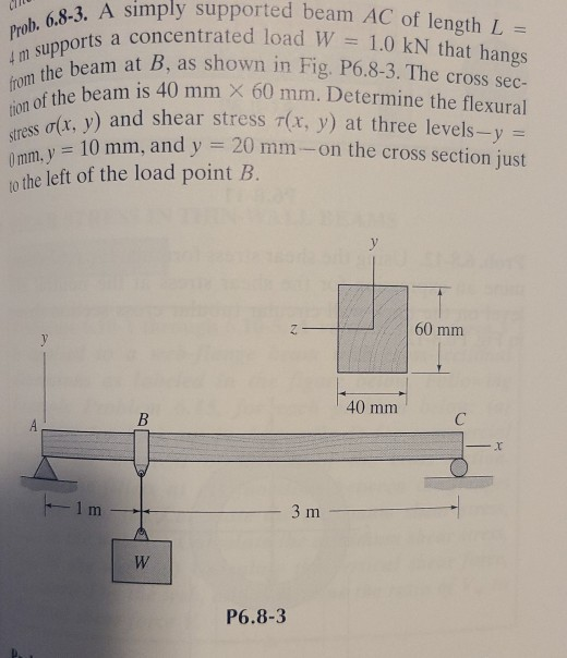 Solved Prob. 6.8-3. A simply supported beam AC of length L = | Chegg.com