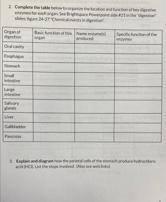 Solved 2. Complete the table below to organize the location | Chegg.com
