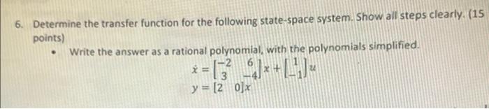 Solved 6. Determine the transfer function for the following | Chegg.com
