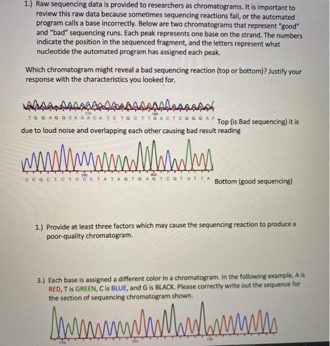 Solved 1.) Raw sequencing data is provided to researchers as