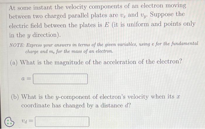 Solved At some instant the velocity components of an | Chegg.com